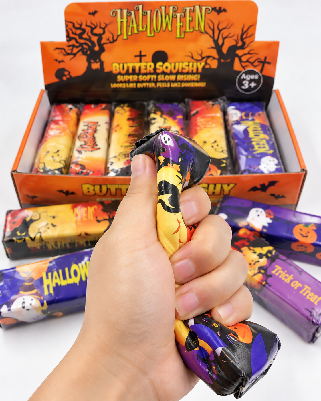 Halloween Butter Squishy being squeezed